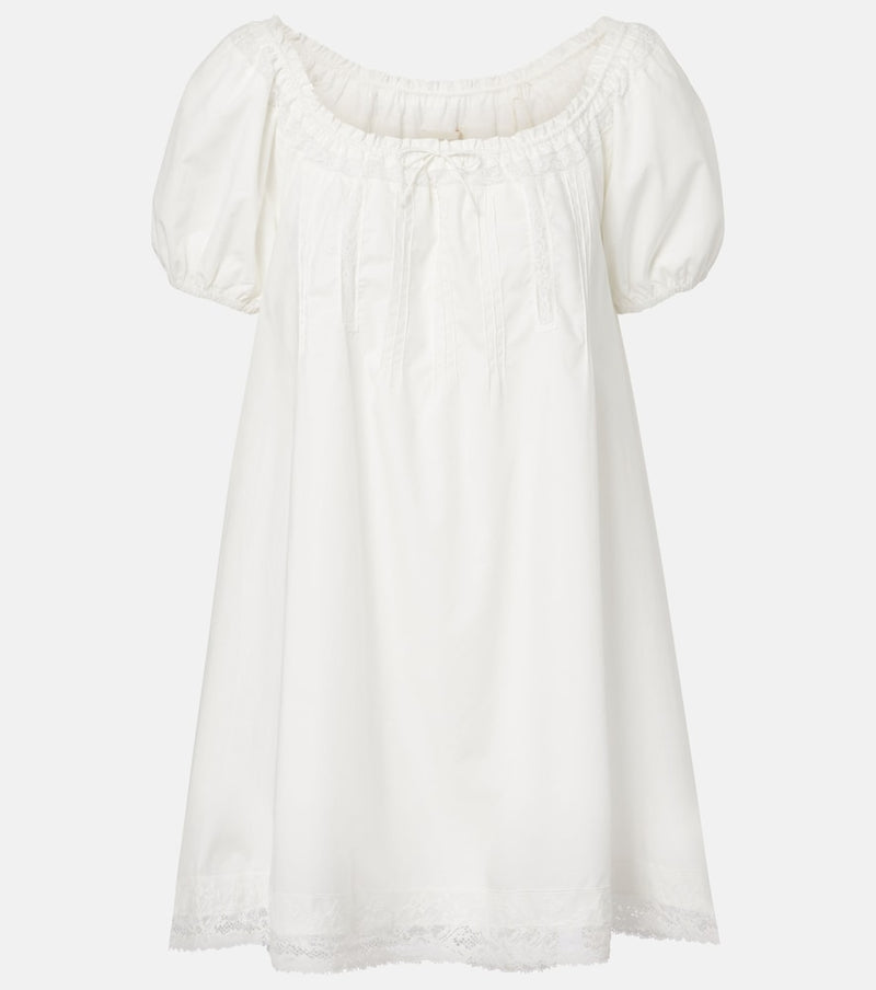 Faithfull Galle lace-trimmed cotton minidress