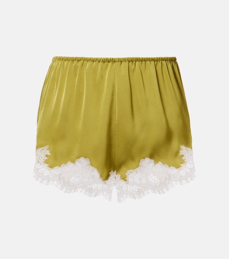 Faithfull Norden lace-trimmed satin shorts
