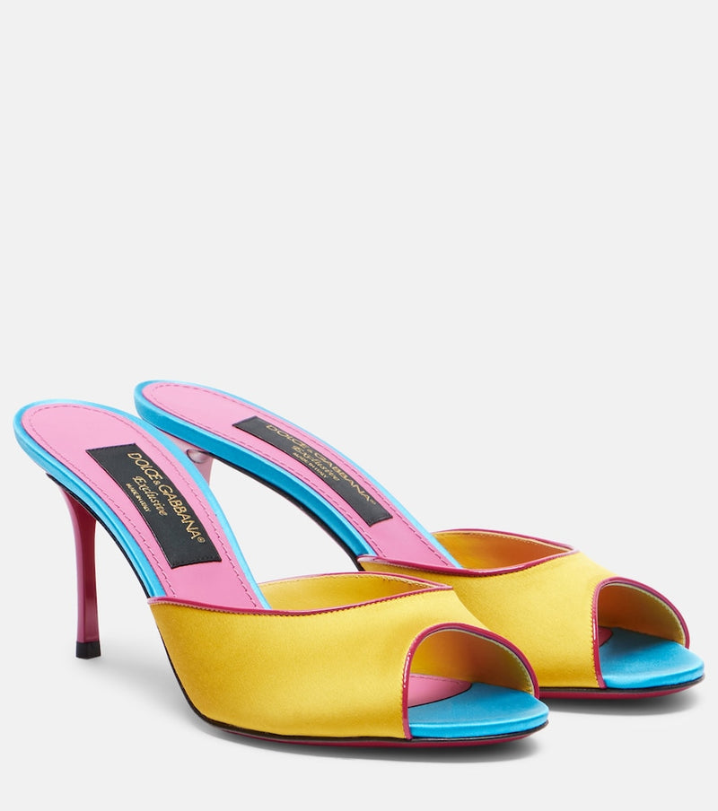 Dolce & Gabbana Keira leather-trimmed satin mules
