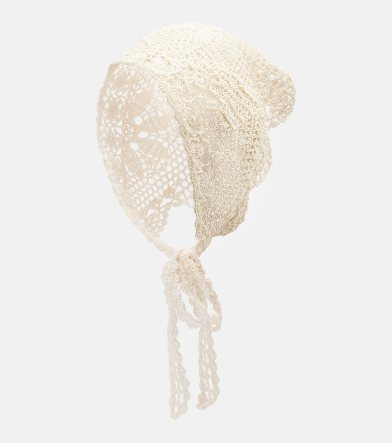 Anna Kosturova Crochet cotton scarf in Cream