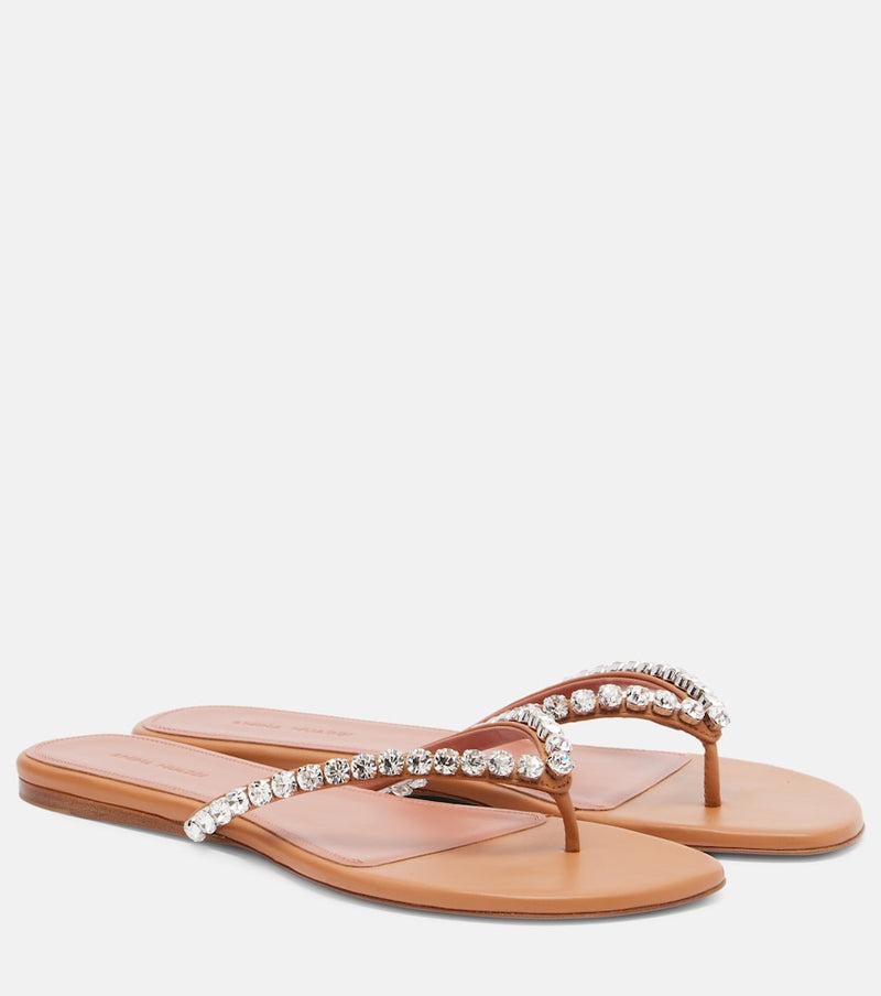 Amina Muaddi Gigi embellished leather thong sandals