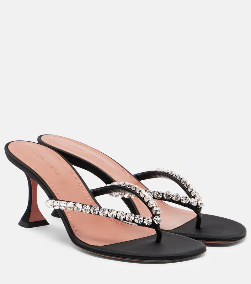 Amina Muaddi Gigi embellished satin thong sandals