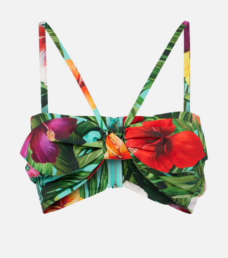 Dolce & Gabbana Bow-detail floral cotton bra top