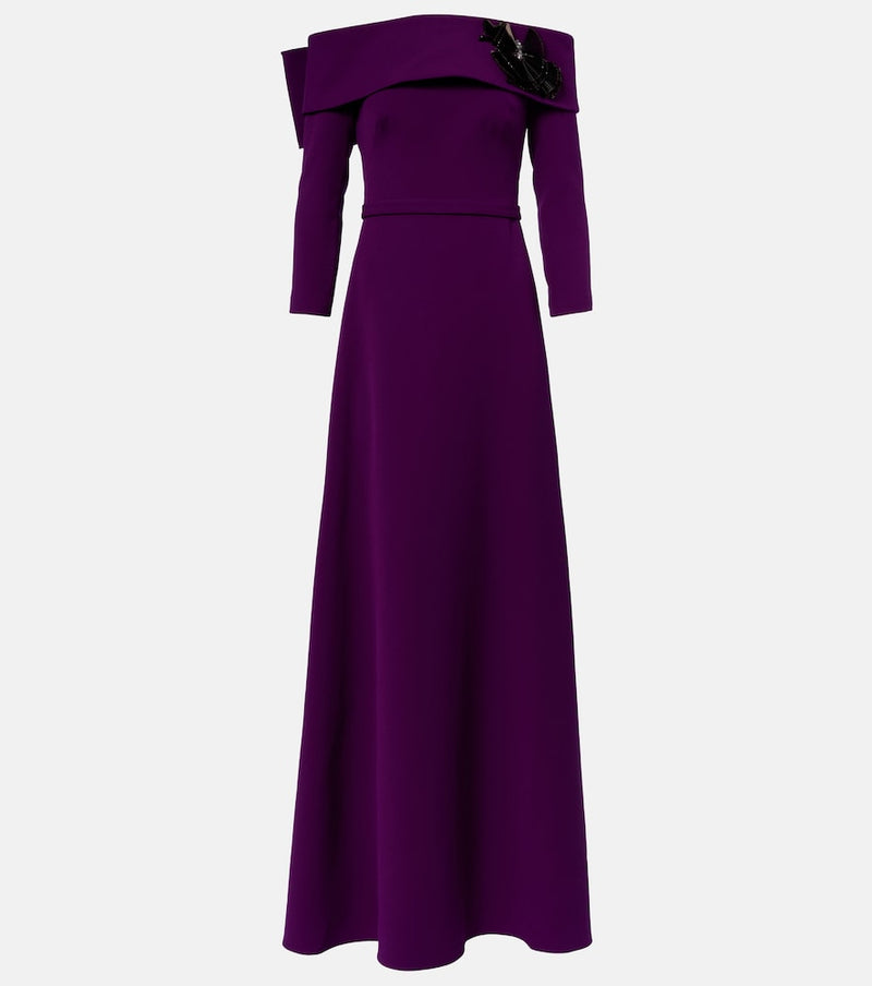 Safiyaa Lunelle embellished off-shoulder crepe gown