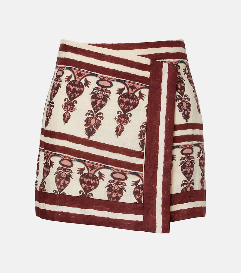 Johanna Ortiz Printed linen wrap skirt