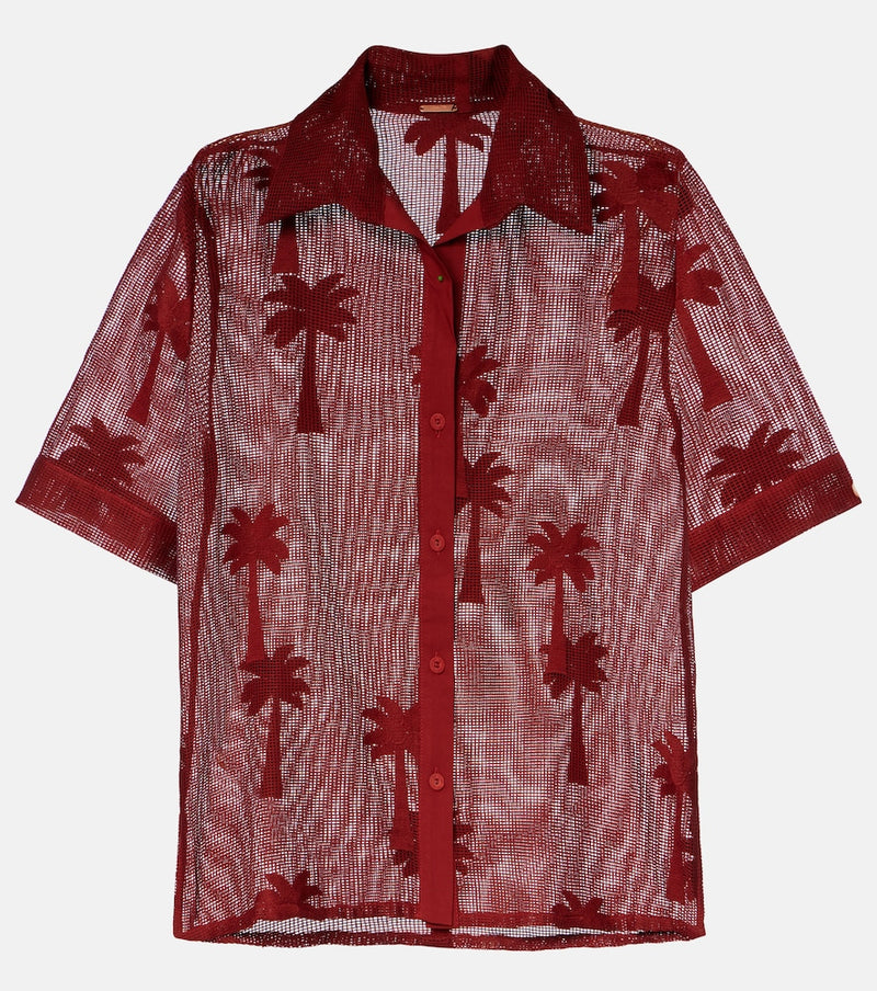 Johanna Ortiz Embroidered cotton-blend mesh shirt