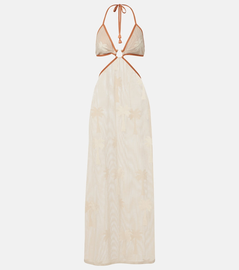 Johanna Ortiz Embroidered cutout mesh midi dress