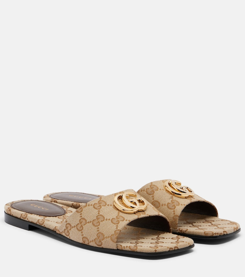 Gucci Double G GG Canvas slides
