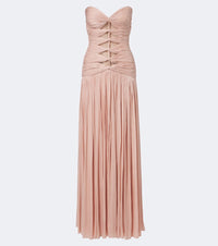 Costarellos Ruched Lurex georgette gown