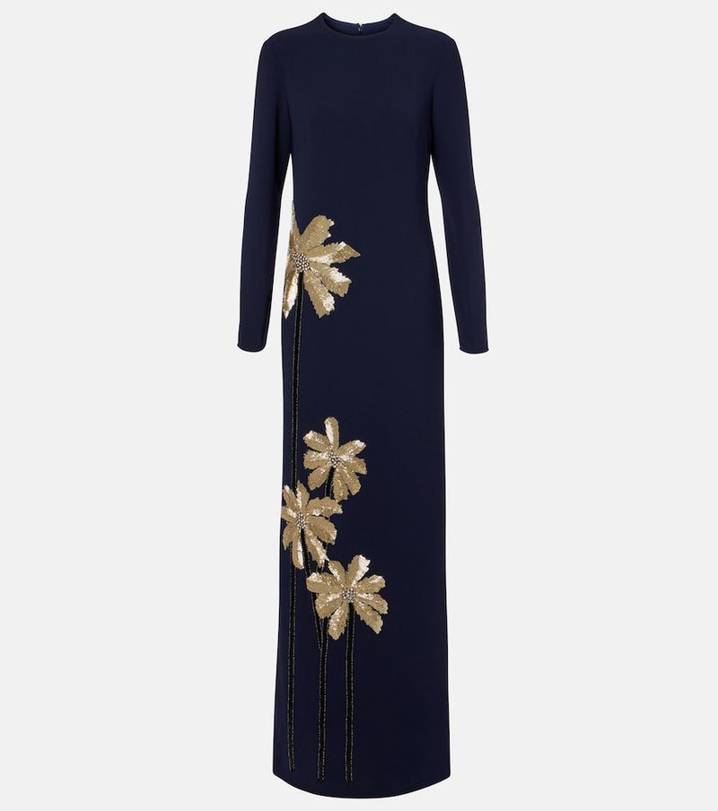 Costarellos Nevina crystal-embellished crepe gown