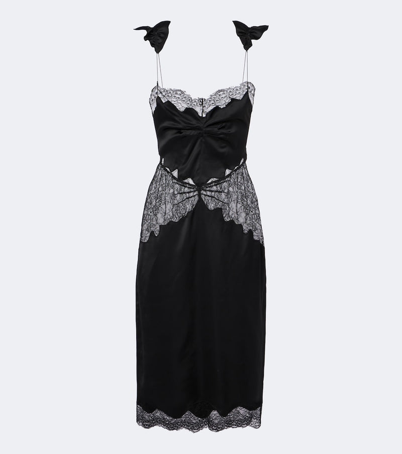 The Attico Lace-trimmed satin midi dress