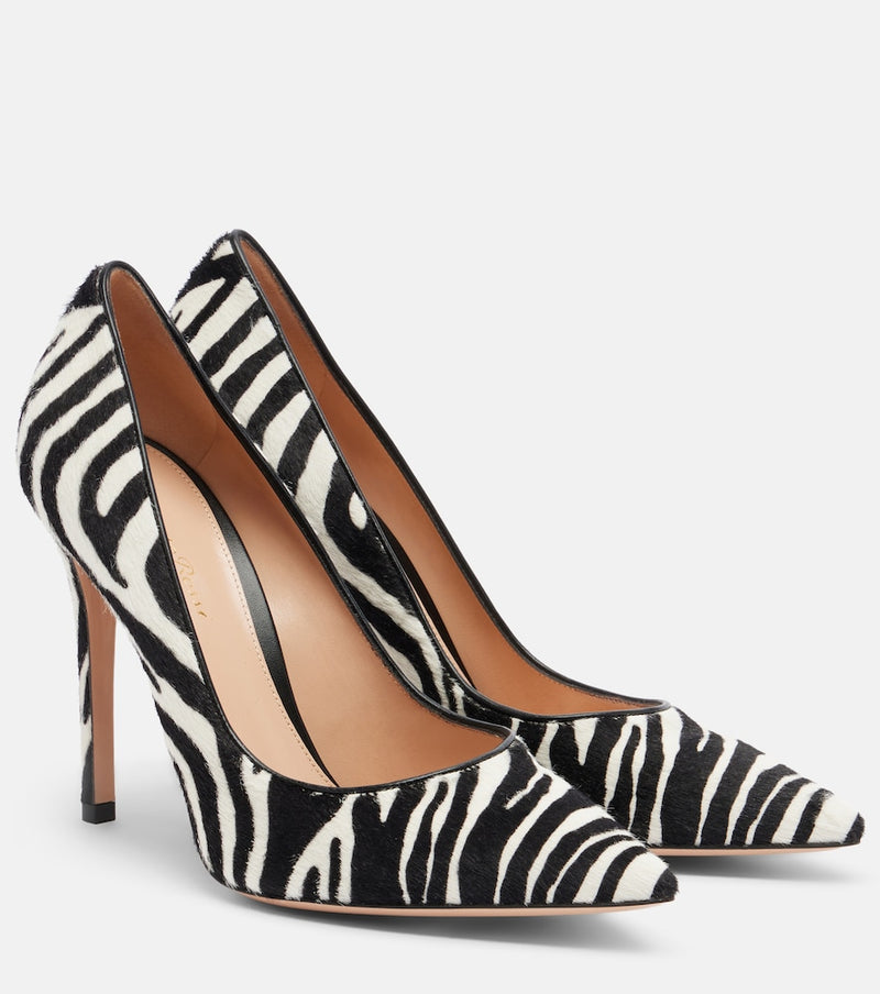 Gianvito Rossi Gianvito zebra-print calf hair pumps