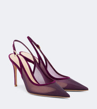 Gianvito Rossi Suede-trimmed organza slingback pumps