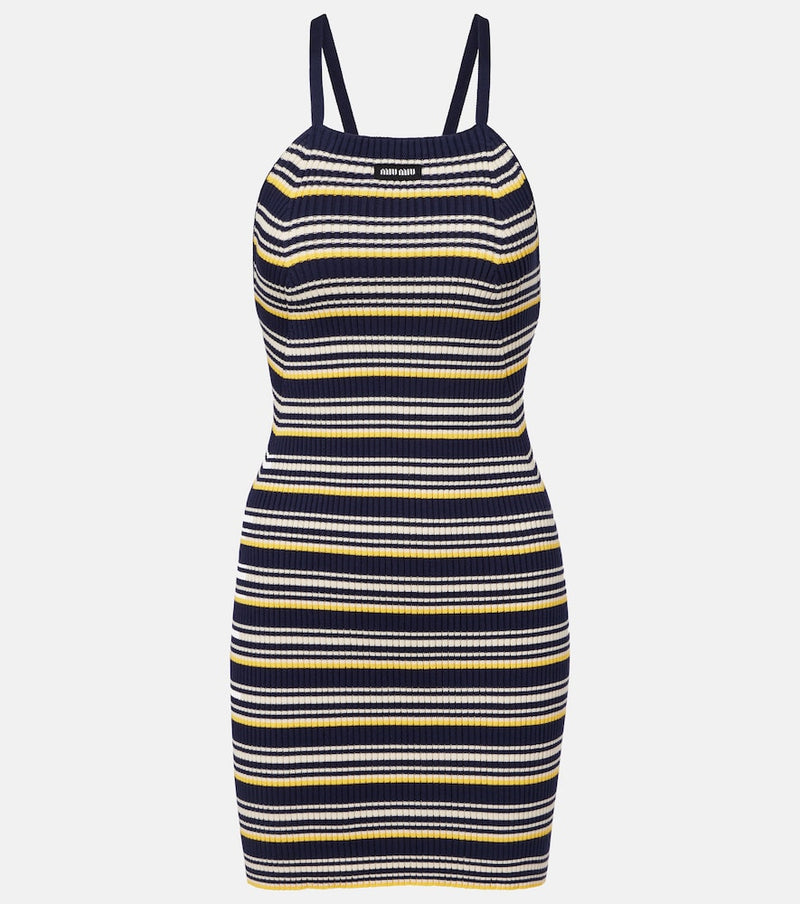 Miu Miu Striped cotton-blend minidress