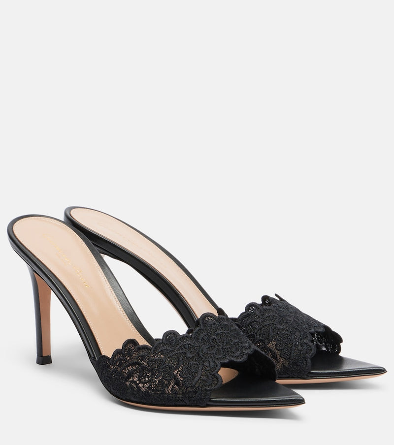 Gianvito Rossi Yvonne lace mules