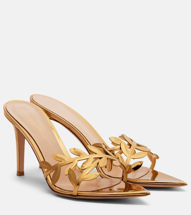 Gianvito Rossi Flavia mirrored leather mules