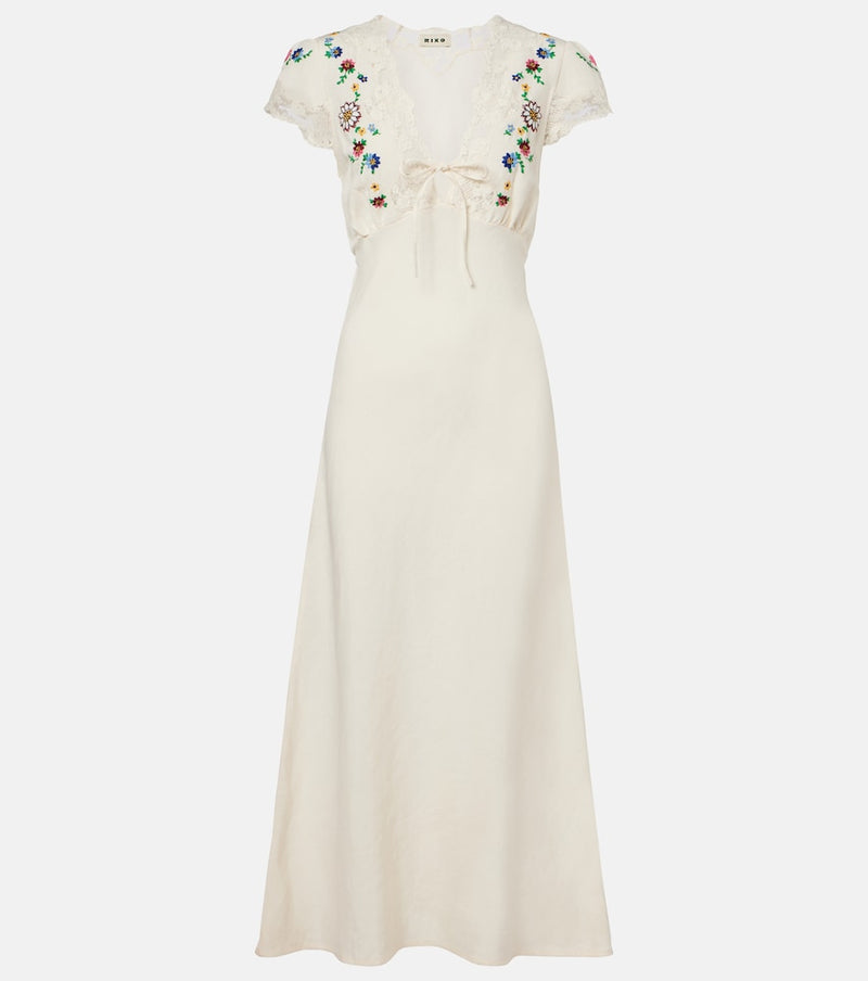 Rixo Amari embroidered linen-blend midi dress
