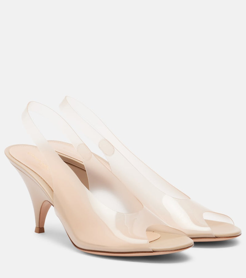 Gianvito Rossi Leather-trimmed slingback sandals