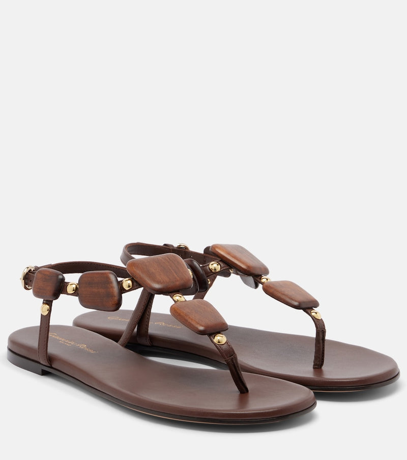 Gianvito Rossi Beaded leather thong sandals