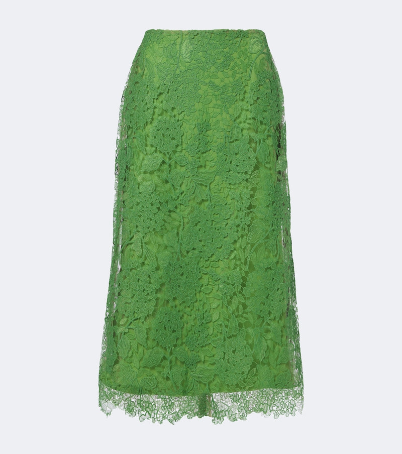 Carolina Herrera Floral lace midi skirt