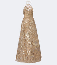 Elie Saab Sequined halteneck tulle gown