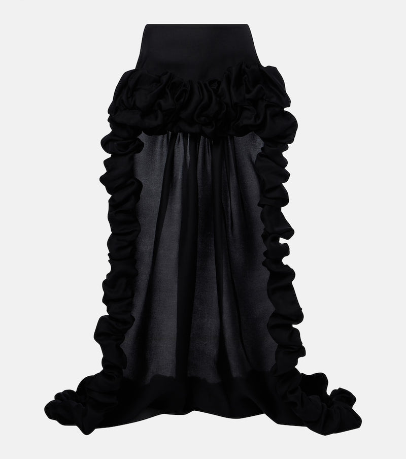 Saint Laurent Asymmetric ruffled silk gazar miniskirt