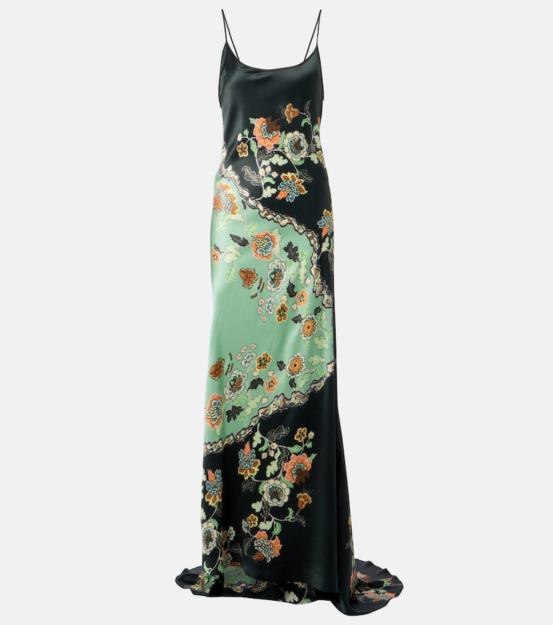 Roberto Cavalli Floral silk satin slip dress