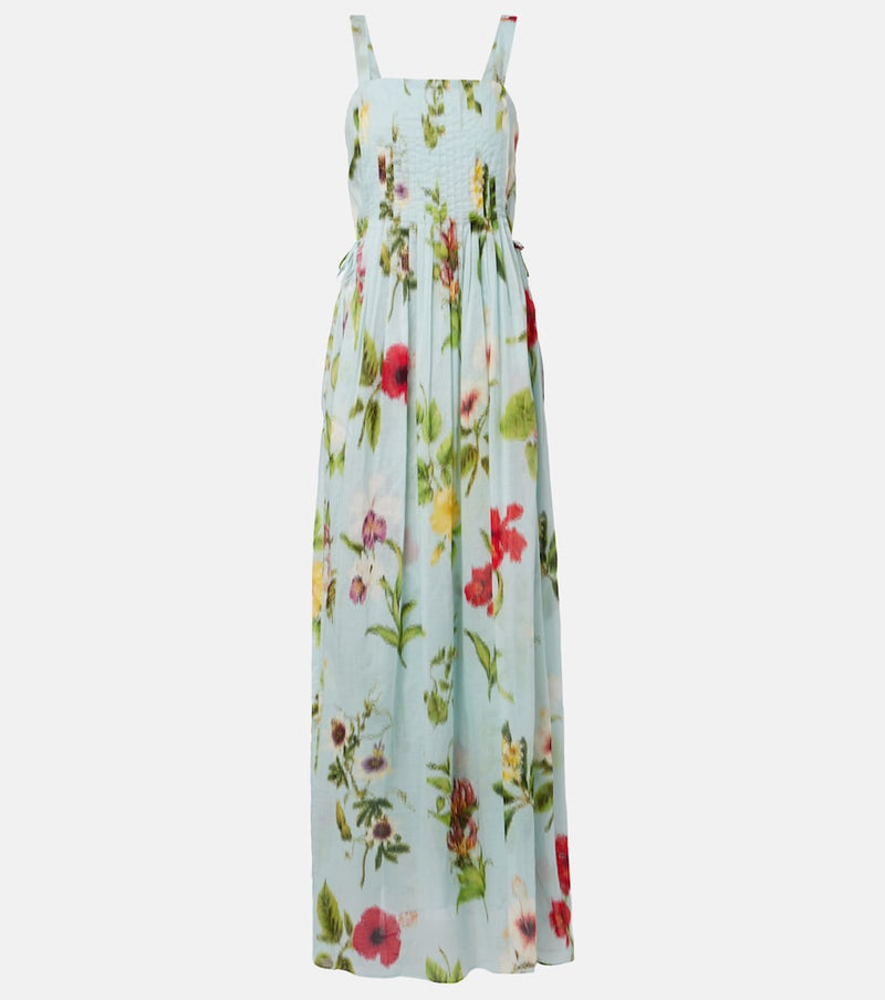 Oscar de la Renta Belted floral voile maxi dress
