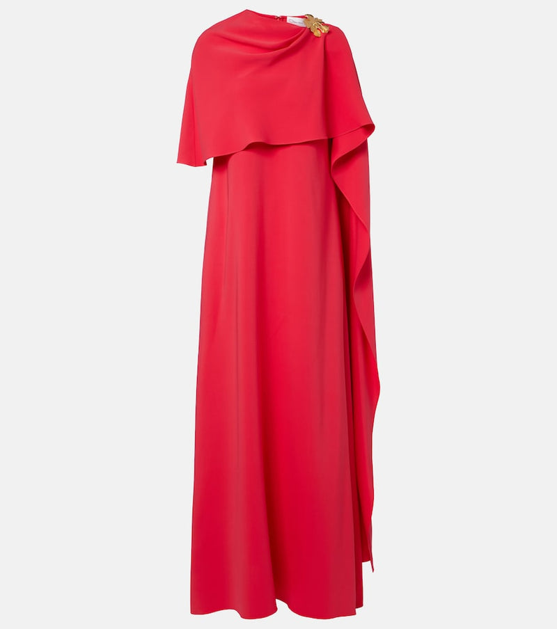 Oscar de la Renta Embellished silk-blend georgette gown