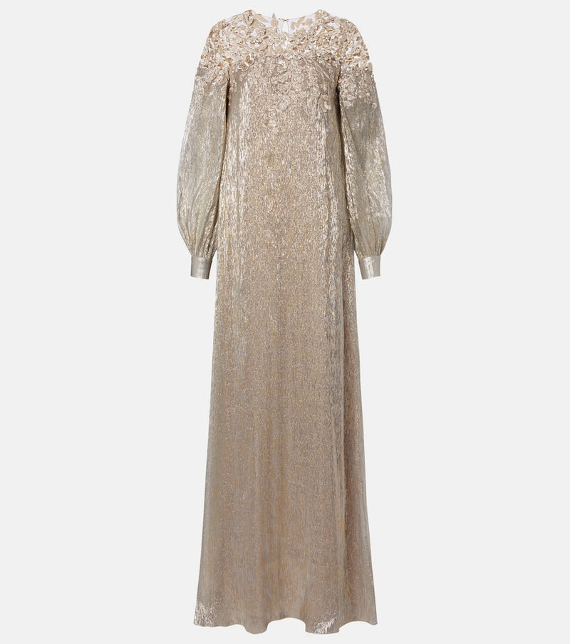 Oscar de la Renta Embellished silk-blend gown