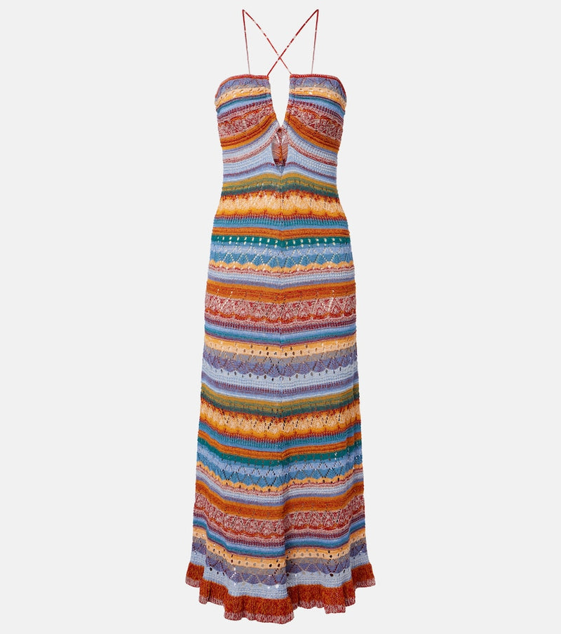 Etro Crochet striped cotton maxi dress