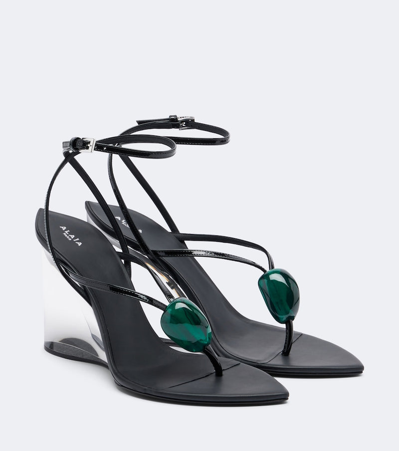 Alaia Invisible Wedge leather thong sandals