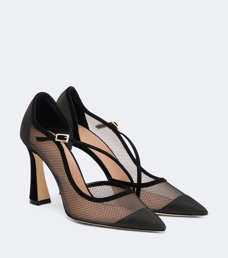 Malone Souliers D\'Orsay suede-trimmed pumps