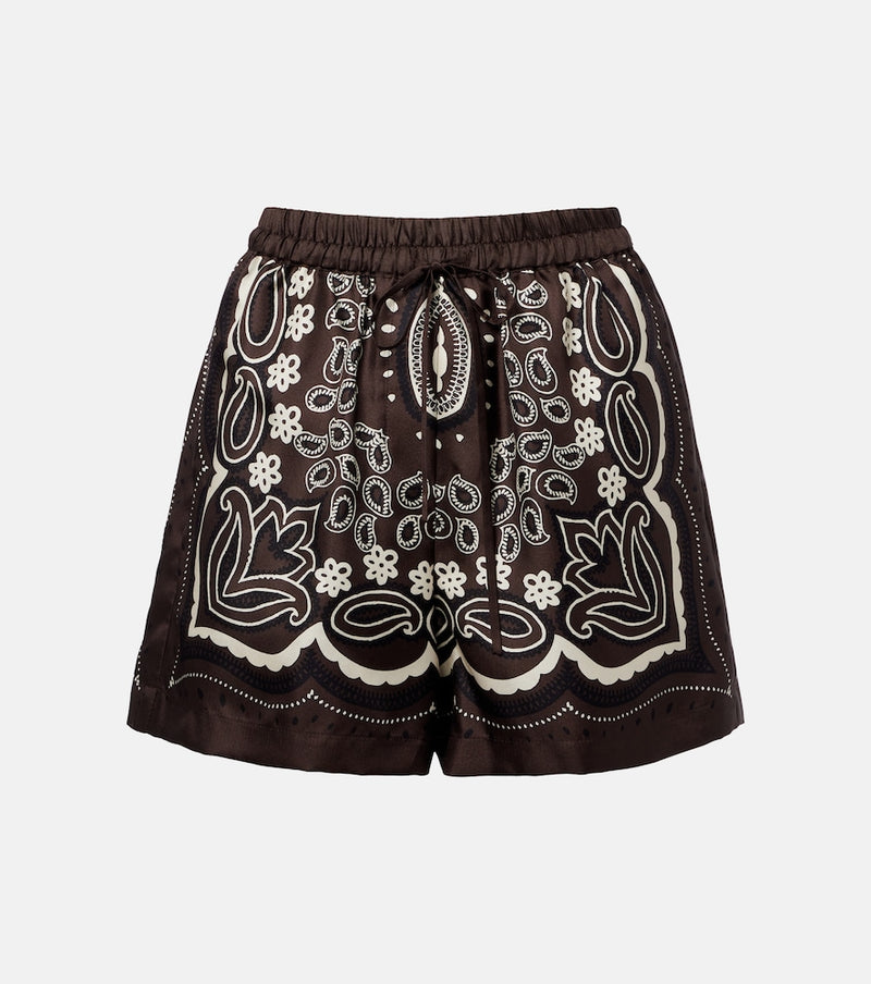 Nili Lotan Frances printed silk twill shorts