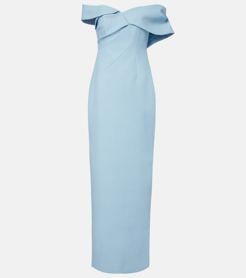 Rachel Gilbert Maddie draped off-shoulder crepe gown