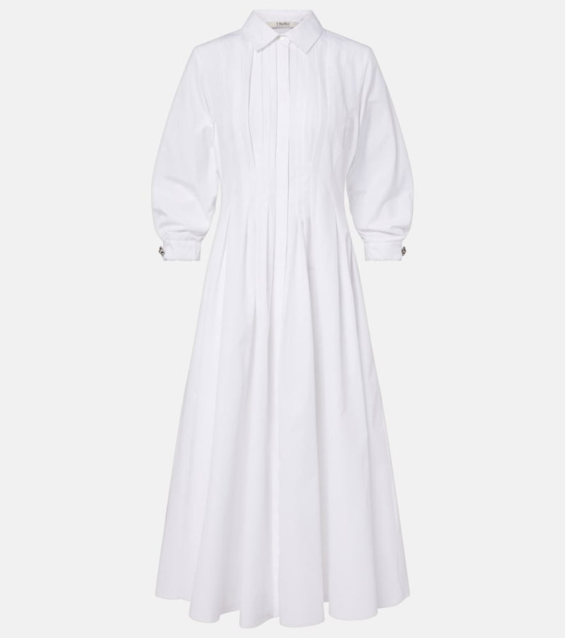 S Max Mara Pleated cotton poplin shirt dress