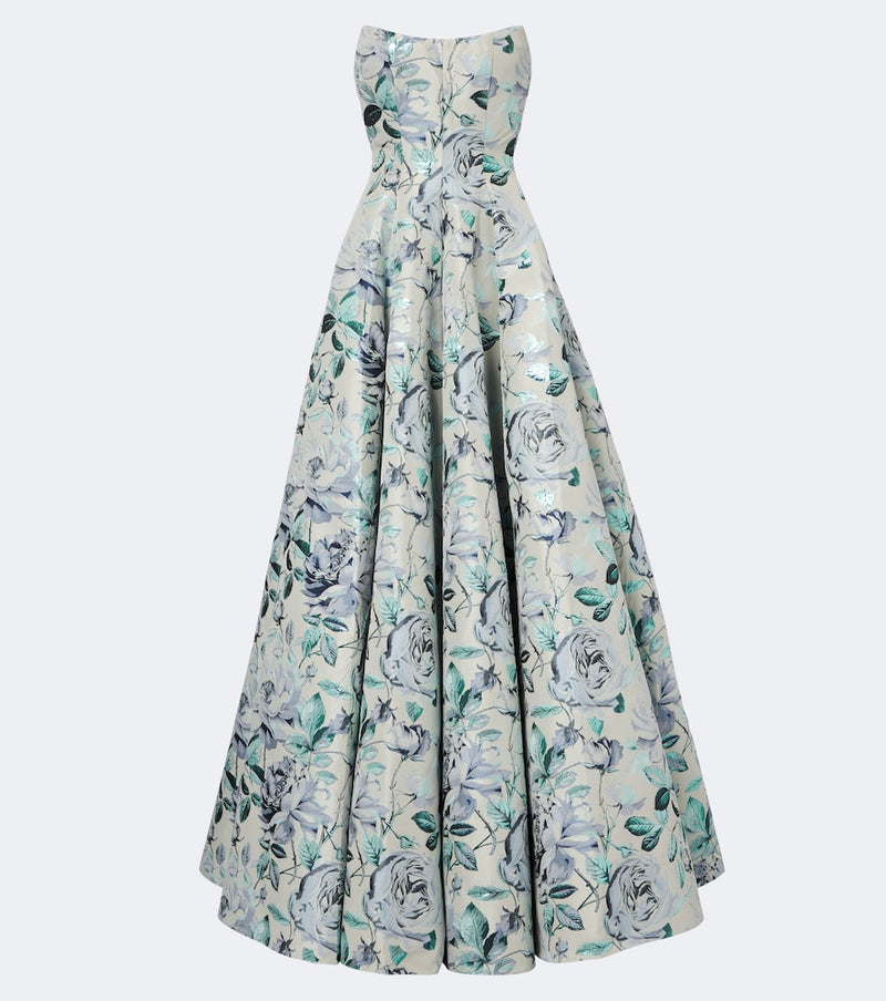 Markarian Laila floral brocade bustier gown