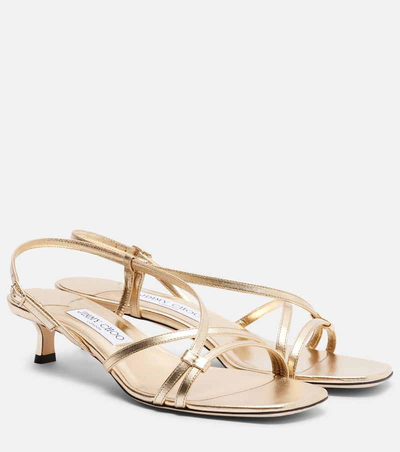 Jimmy Choo Farris metallic leather slingback sandals