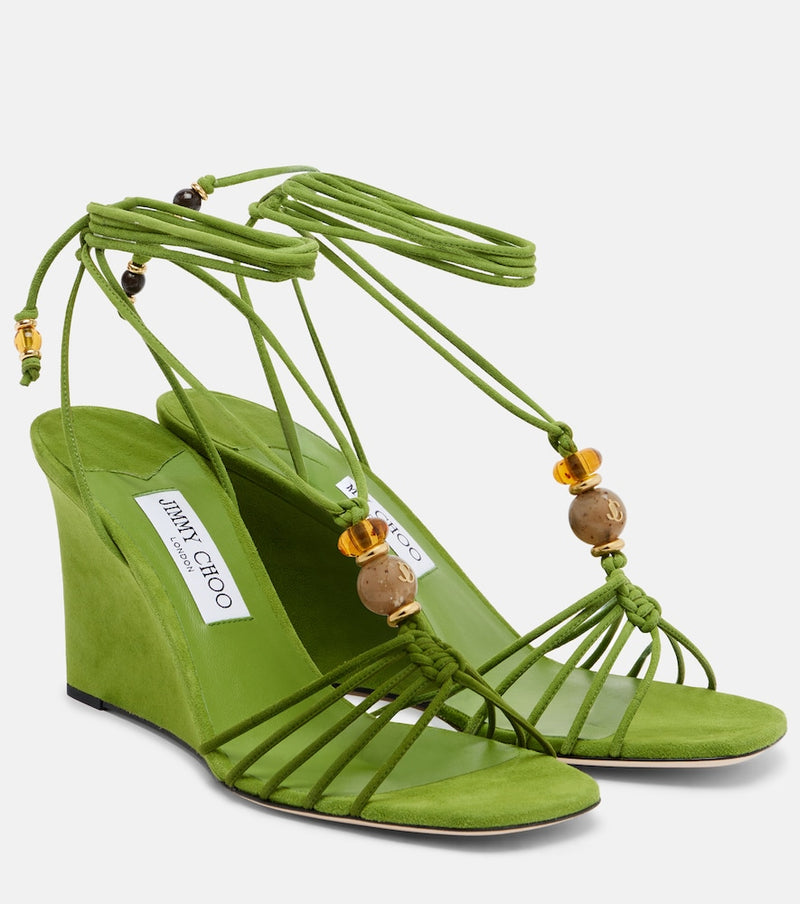 Jimmy Choo Lola embellished suede wedge sandals