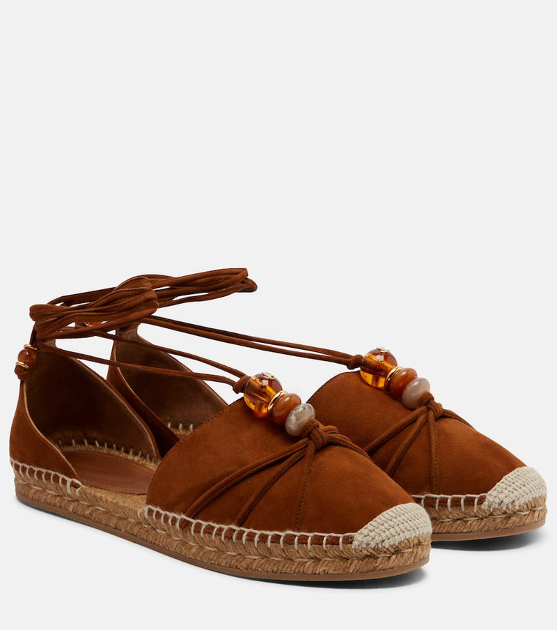Jimmy Choo Lemi embellished suede espadrilles