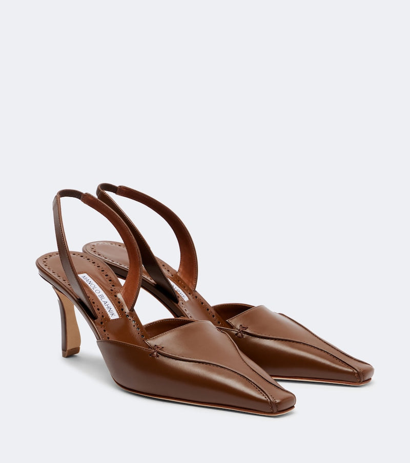 Manolo Blahnik Cleo leather slingback pumps