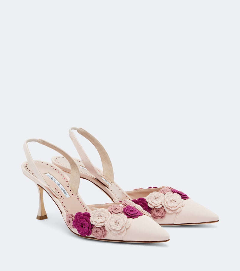 Manolo Blahnik Svemutlasi floral-applique slingback pumps