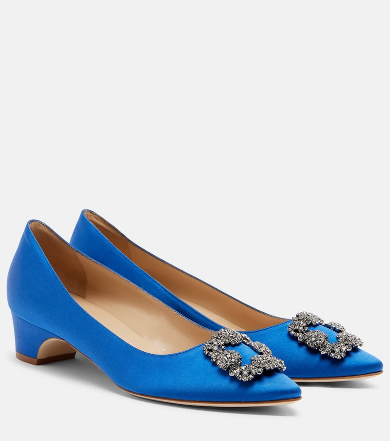 Manolo Blahnik Hangisi embellished satin pumps