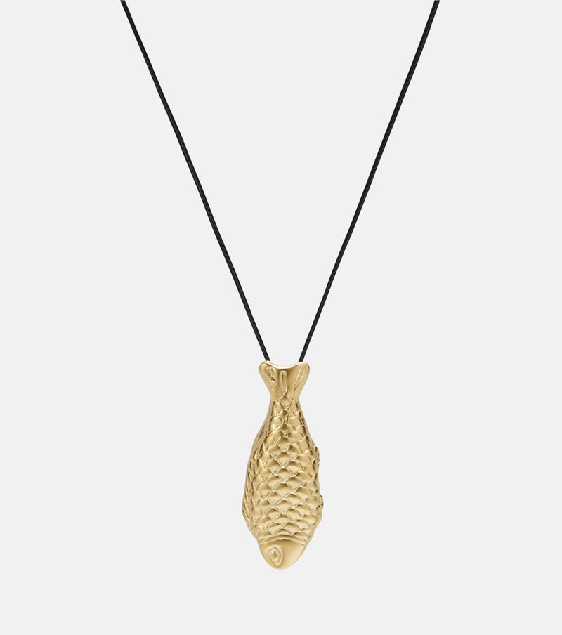 Ysso Catch Fish 24kt gold-plated pendant necklace