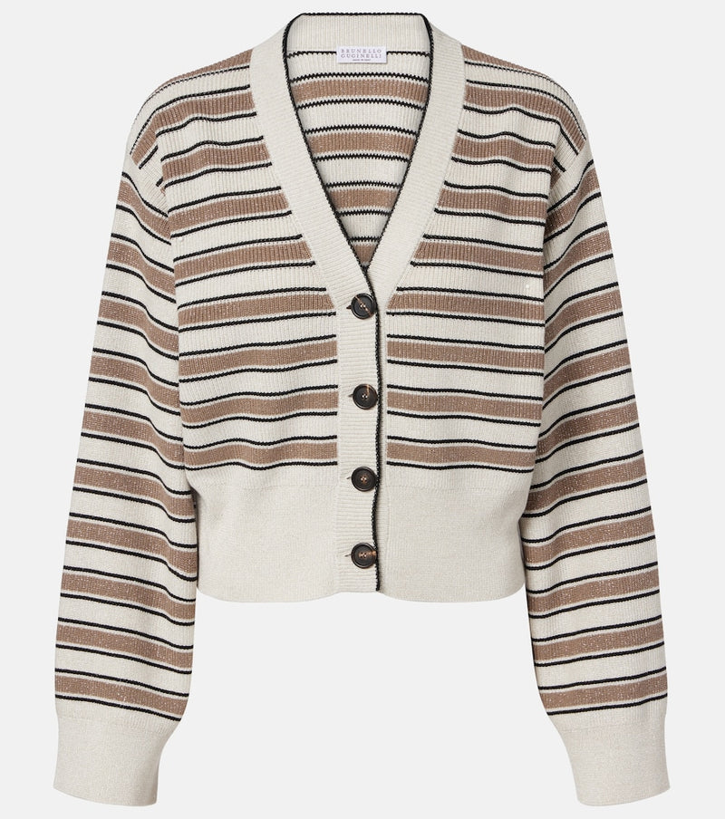 Brunello Cucinelli Striped cotton-blend cardigan