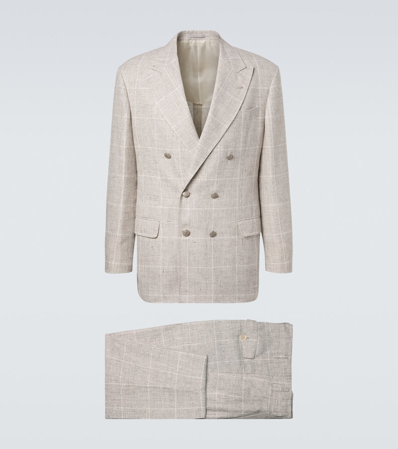 Brunello Cucinelli Prince of Wales linen-blend suit