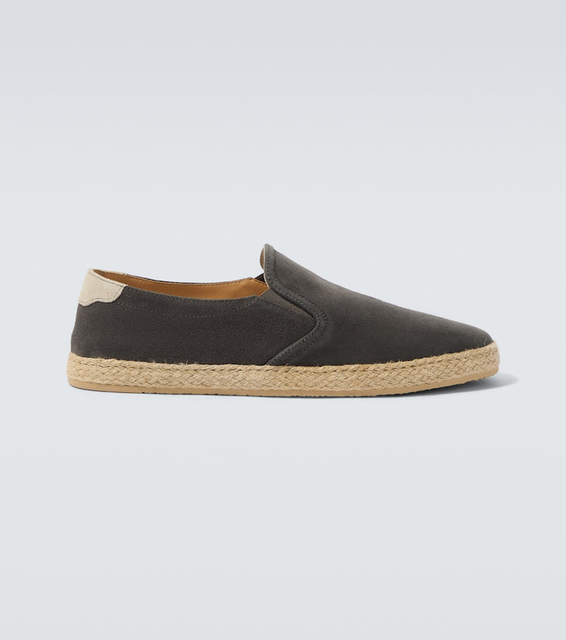 Brunello Cucinelli Jute-trimmed suede slip-on shoes