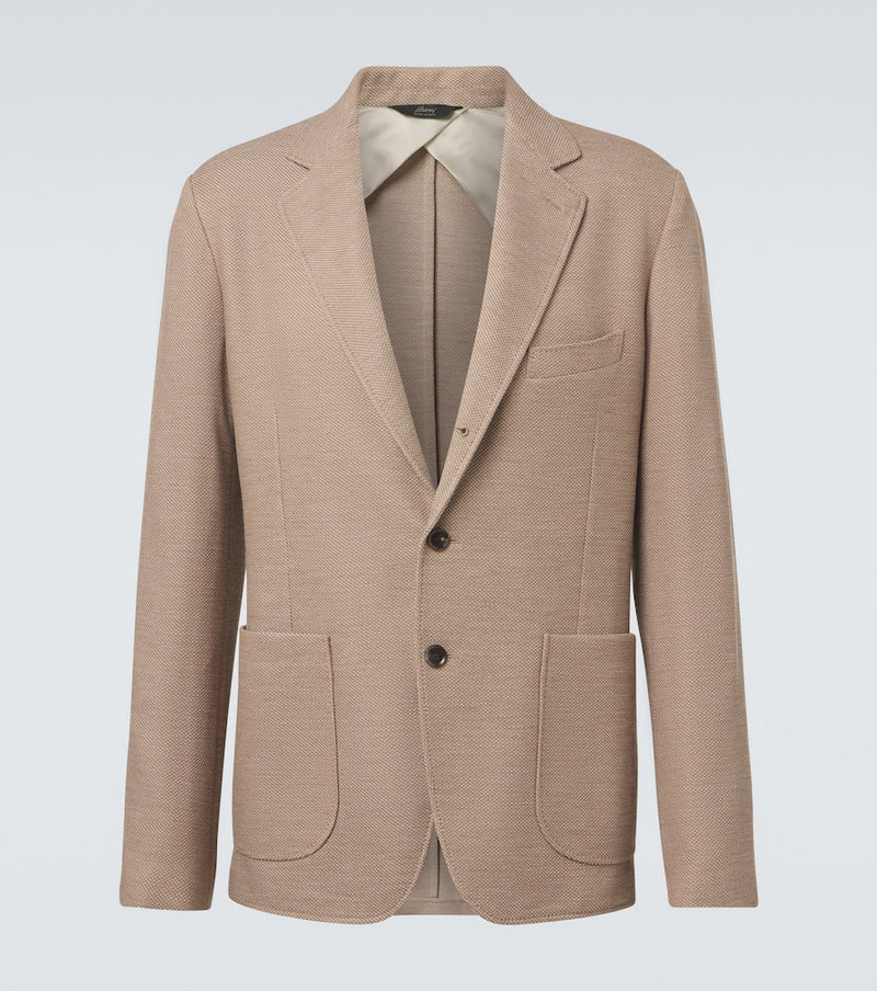 Brioni Wool and silk blazer in Camel