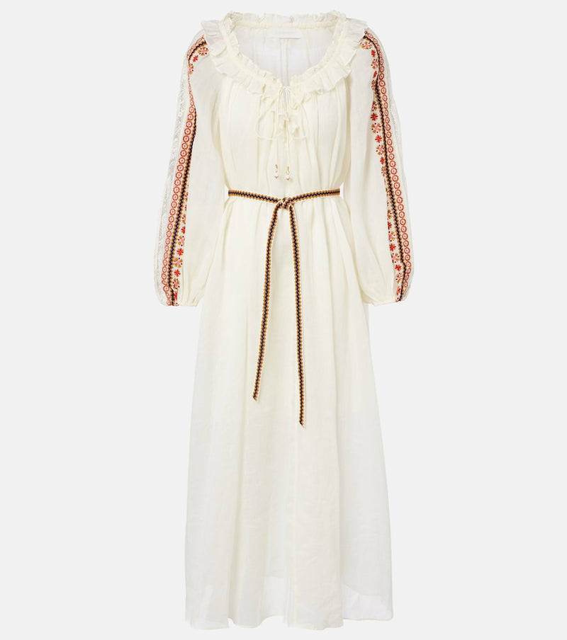 Zimmermann Aster embroidered ramie maxi dress