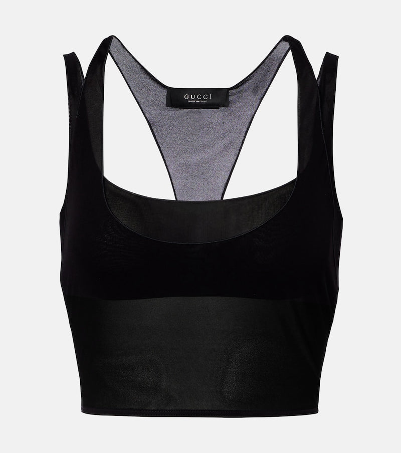 Gucci Layered semi-sheer crepe jersey top